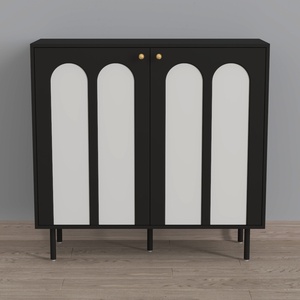 Rattan Sideboard Buffet Cabinet, 4 Doors Accent