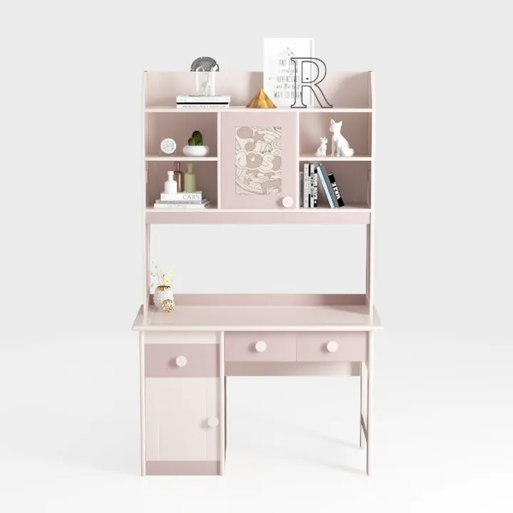 topjia Study Desk with Hutch & Bookshelf & Drawers