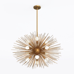 35in Gold Sputnik Chandelier 12-Light Starburst