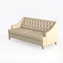 Modern Tufted Fabric Loveseat Sofa Solid Wood Legs 3D Model Left 45 Degree View