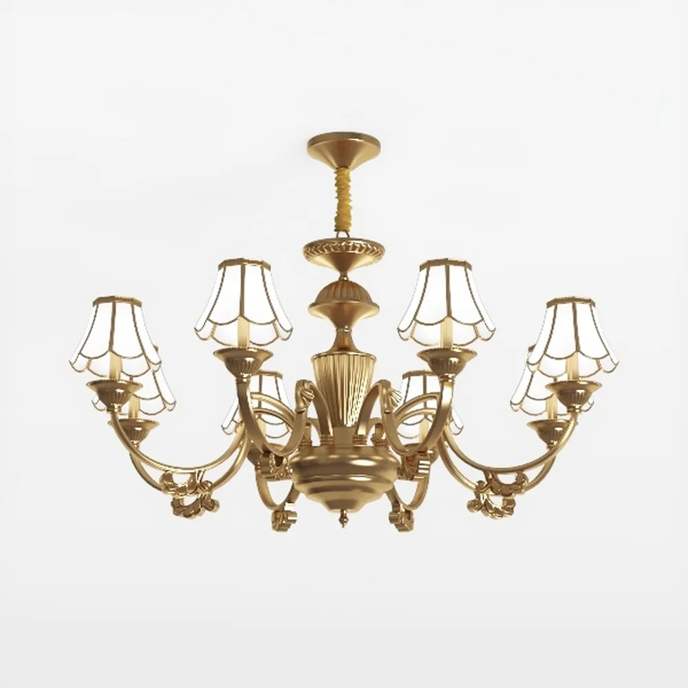 Vintage 8 Arms Crystal Chandelier Candle Light