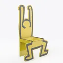 Pop Art Style Yellow Acrylic Cartoon Chair 3D Model Right 45 Degree View
