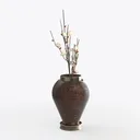 Modern Marble Metal Decorative Vase with Floral Arrangement 3D Model Left 45 Degree View