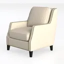 Modern Cream Leather Nailhead Trim Armchair 3D Model Left 45 Degree View