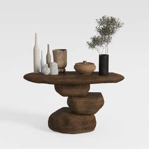 48.8 in. Black Round Indoor/Outdoor Concrete End T