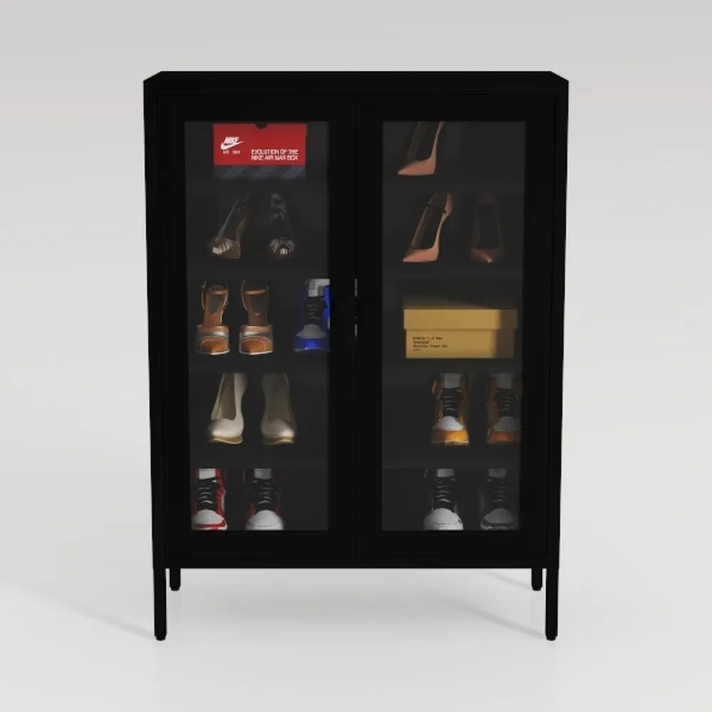 Sideboard Buffet Cabinet with 4 Doors, Modern Side