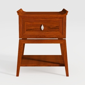 Solid Wood Traditional Nightstand with Single Drawer Open Shelf 3D Model