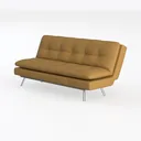 Modern Mustard Yellow Leather Tufted Armless Sofa 3D Model Left 45 Degree View
