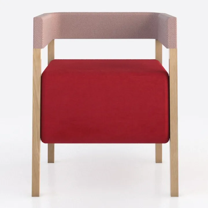 Modern Solid Wood Fabric Upholstered Armchair 3D Model