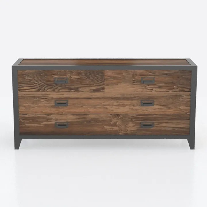 Industrial Solid Wood Metal Frame 6 Drawer Dresser 3D Model
