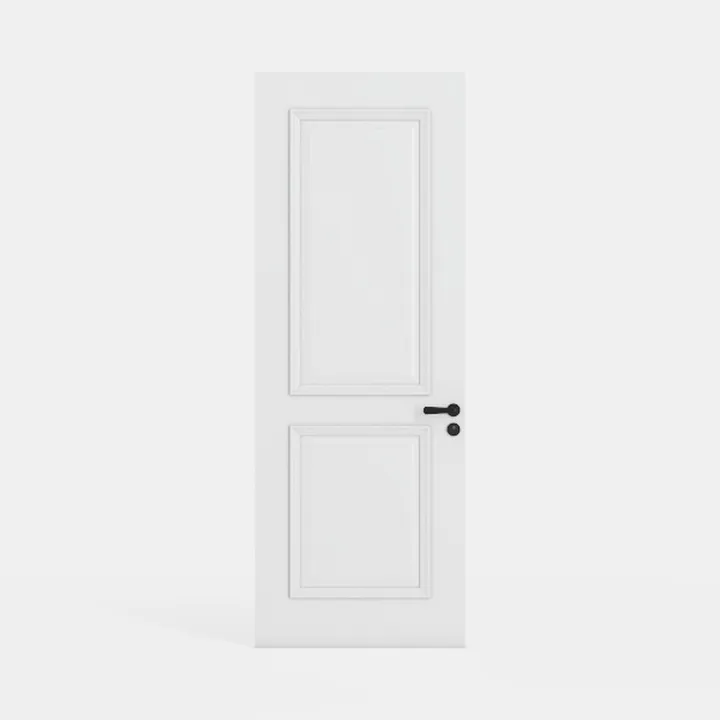 Minimalist White Interior Door With Black Hardware 3D Model