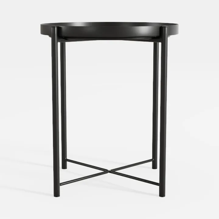 Minimalist Black Metal Round Side End Table 3D Model