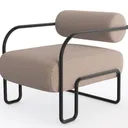Modern Minimalist Fabric Metal Armchair 3D Model Left 45 Degree View
