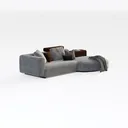 Modern Minimalist Fabric L Shaped Sectional Sofa with Side Table 3D Model Right 45 Degree View