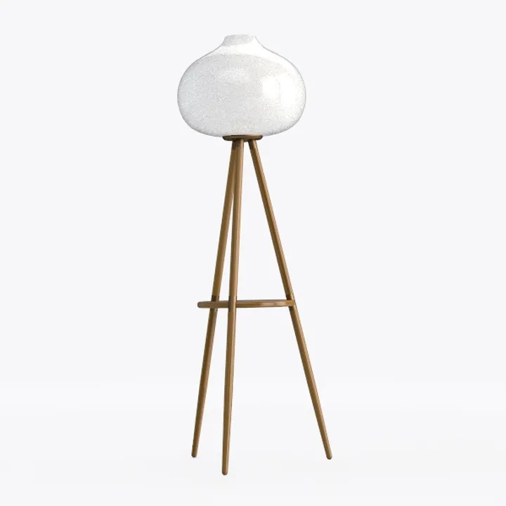 OUTON Wood Tripod Floor Lamp with Shelves, Mid 