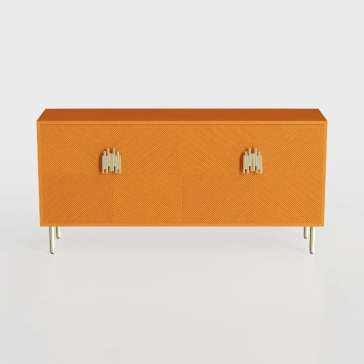 Orange Metal Storage Cabinet With 2 Doors - (31.5H