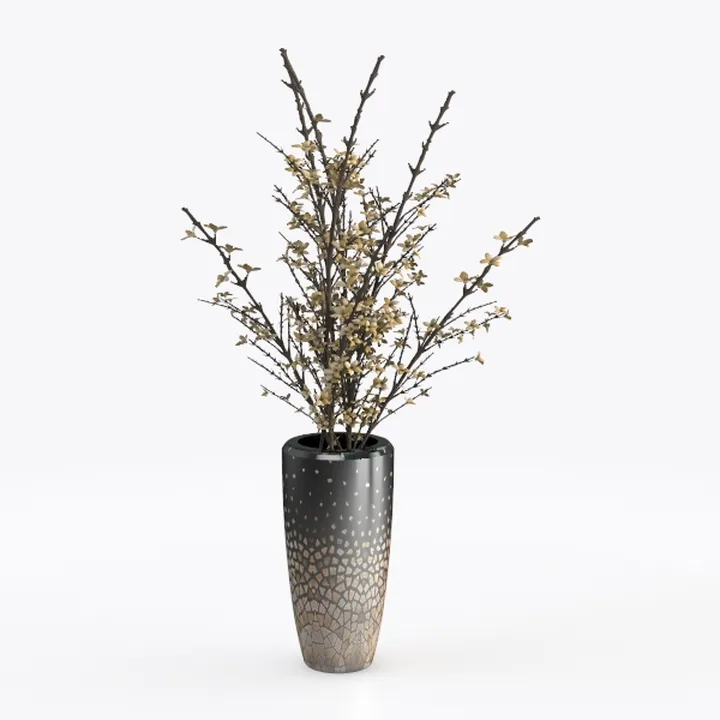 Modern Ceramic Decorative Vase With Dried Floral Branches 3D Model
