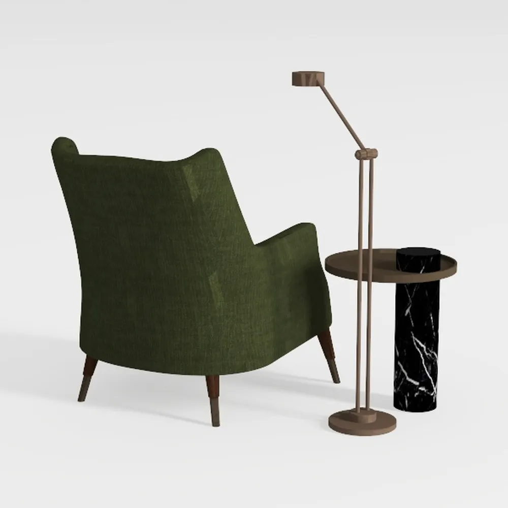 Modern Farmhouse Chaise Lounge Chair, Olive Green 