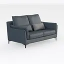 Modern Minimalist Blue Fabric Loveseat Sofa 3D Model Right 45 Degree View