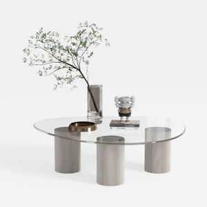 Modern Minimalist Glass Top Metal Legs Coffee Table 3D Model