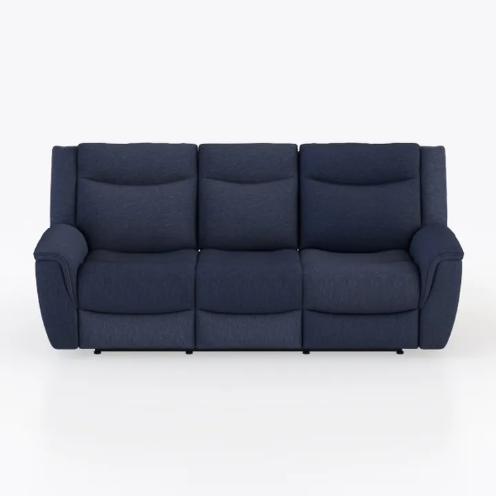 Modern Navy Fabric Reclining Sofa 3 Seat 3D Model