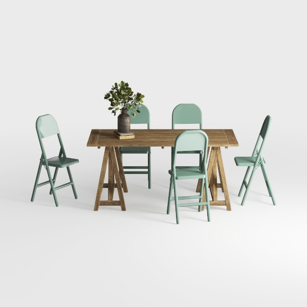 Alma 5-Piece Mint Fabric Dining Set