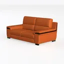 Modern Orange Leather Loveseat Sofa 3D Model Left 45 Degree View