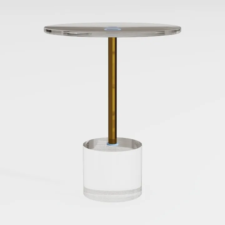 Clear Acrylic End Table-Warm Beige