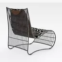 Zebra Print Rattan Modern Lounge Chair 3D Model Right 45 Degree View