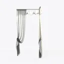 Minimalist Fabric Window Curtains With Decorative Bows 3D Model Right 45 Degree View