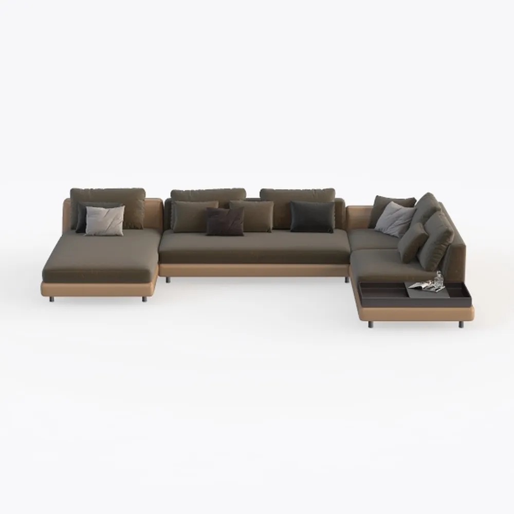 Valletta Italian Nappa Leather L-Shaped Sectional 