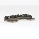 Modern Fabric U Shaped Sectional Sofa With Side Tray 3D Model Right 45 Degree View