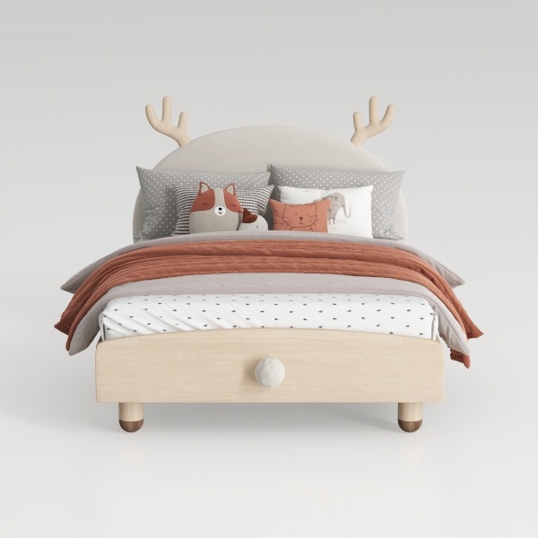 BTM Struttura per letto singolo, 90 x 190 cm, rivestita in velluto, con gambe in ferro dorato e testiera regolabile in altezza, struttura a doghe in legno, velluto, beige