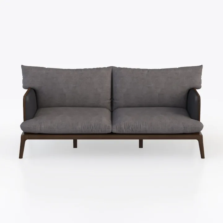 65.7" Modern Linen 2 seat Sofa with Wooden Legs