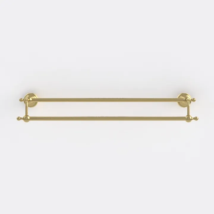 Brass Gold Double Wall Mounted Towel Rack 3D Model