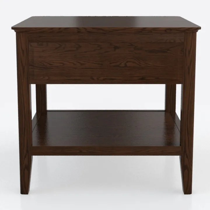 Minimalist Walnut Solid Wood Nightstand with Lower Shelf 3D Model