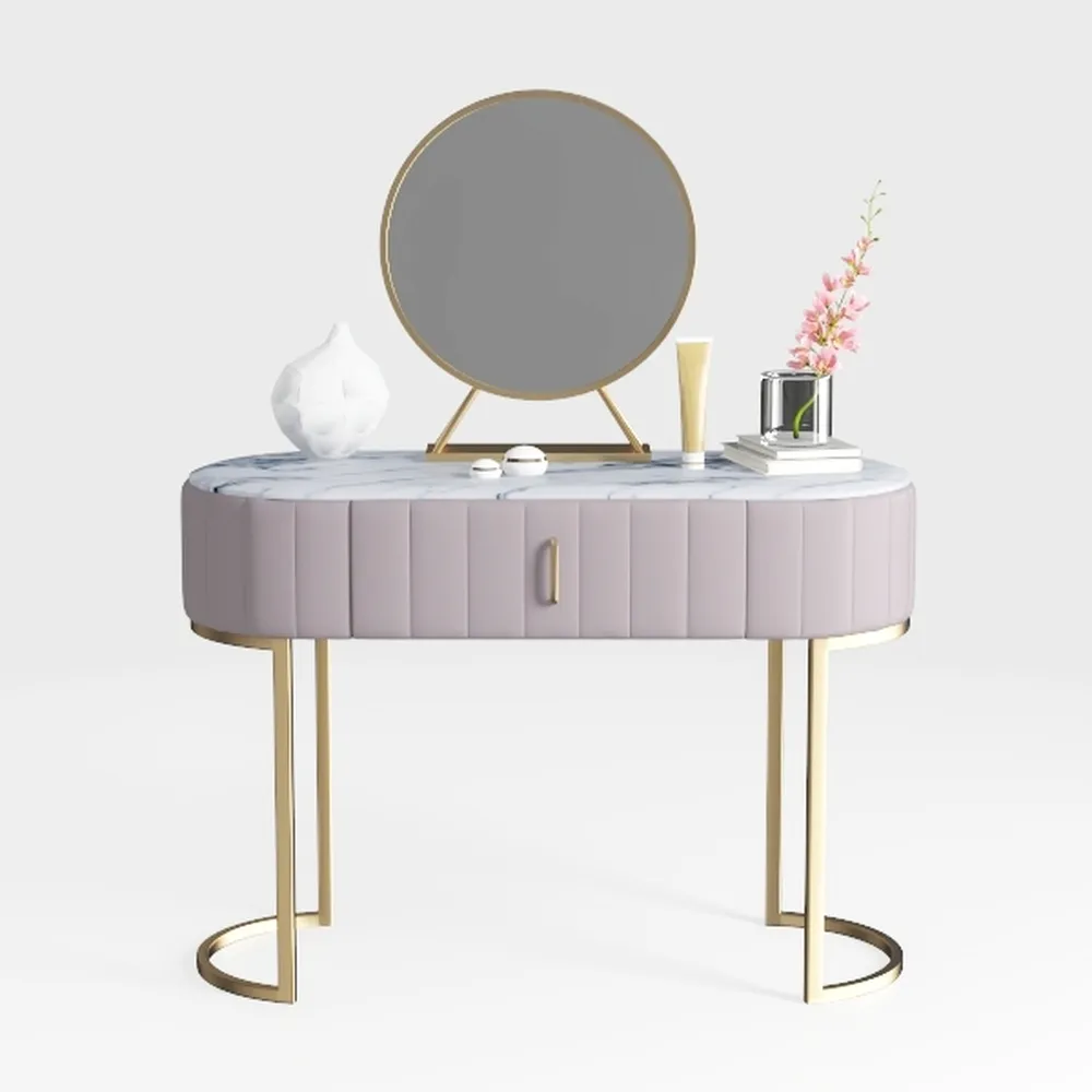 Grey 2-Piece Velvet Round Ottoman with Storage Uph