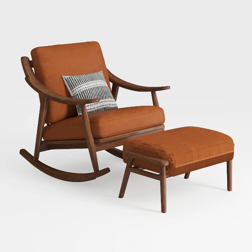 Rocking Chair Single Leisure Chair Linen Adult Roc