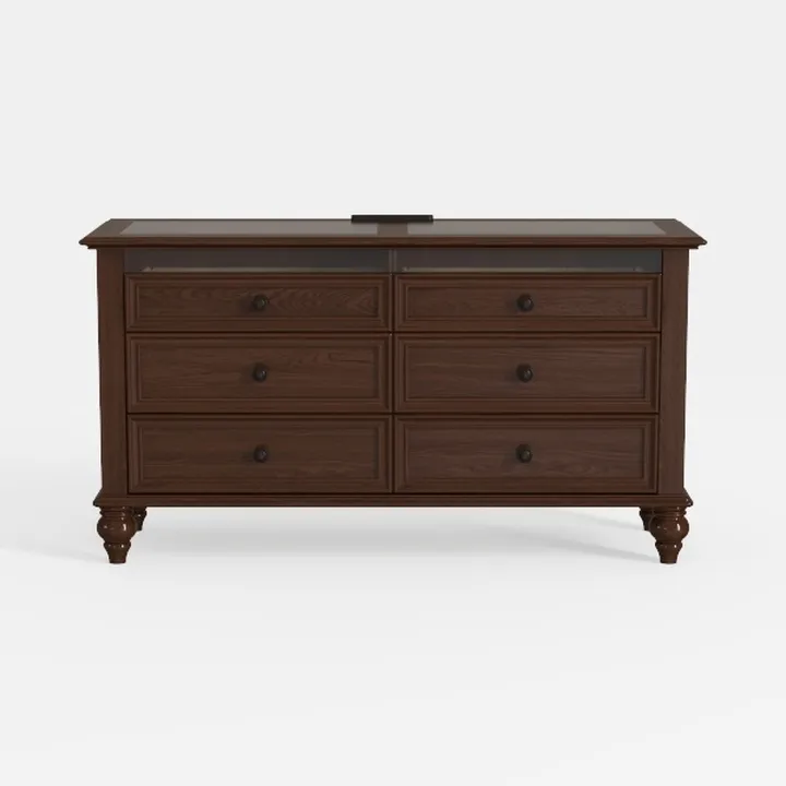 Traditional Solid Walnut Wood Dresser with Spacious Drawers 3D Model