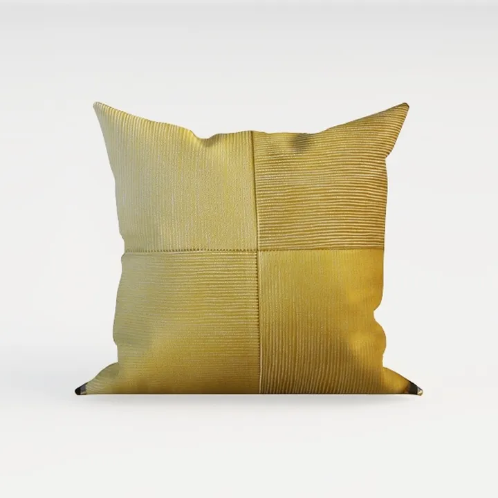 Minimalist Yellow Fabric Decorative Throw Pillow 3D Model