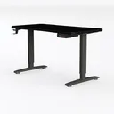 Modern Black Metal Solid Wood Electric Standing Desk 3D Model Left 45 Degree View