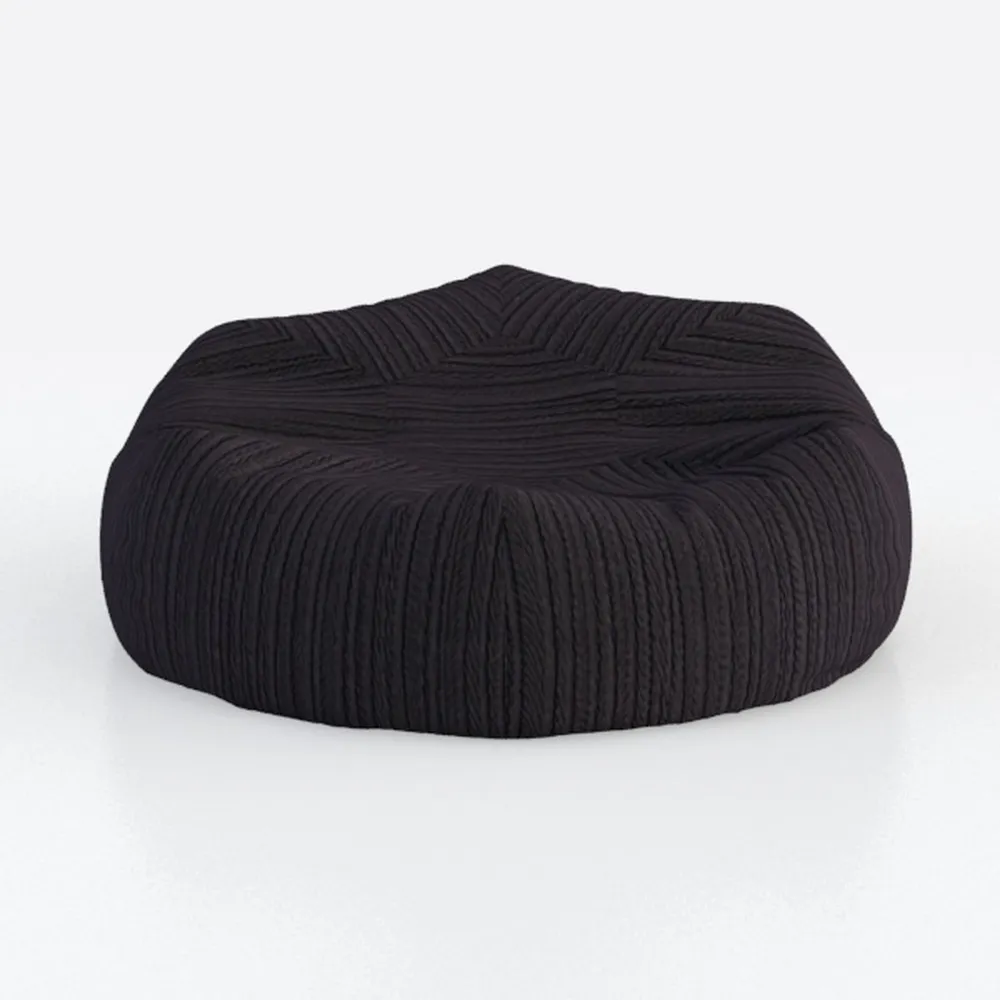 Corinne Dark Blue Round Knit Pouf