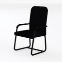 Minimalist Black Fabric Metal Armchair 3D Model Left 45 Degree View