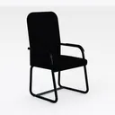 Minimalist Black Fabric Metal Armchair 3D Model Right 45 Degree View