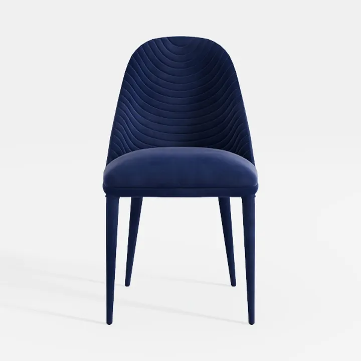 Modern Navy Blue Velvet Tufted Dining Chair 3D Model