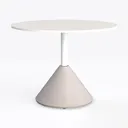 Minimalist White Concrete Metal Round Coffee Table 3D Model Left 45 Degree View