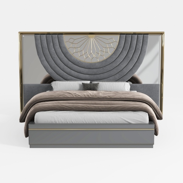Acme Dante Queen Bed in Gray Velvet