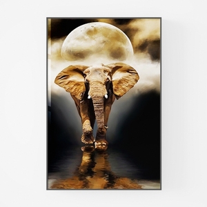 Vintage Elephant Moon Wildlife Wall Art Print 3D Model