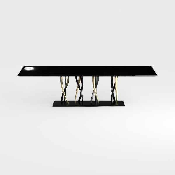 36 in. Black, Brown and Gold Rectangle Metal Woode