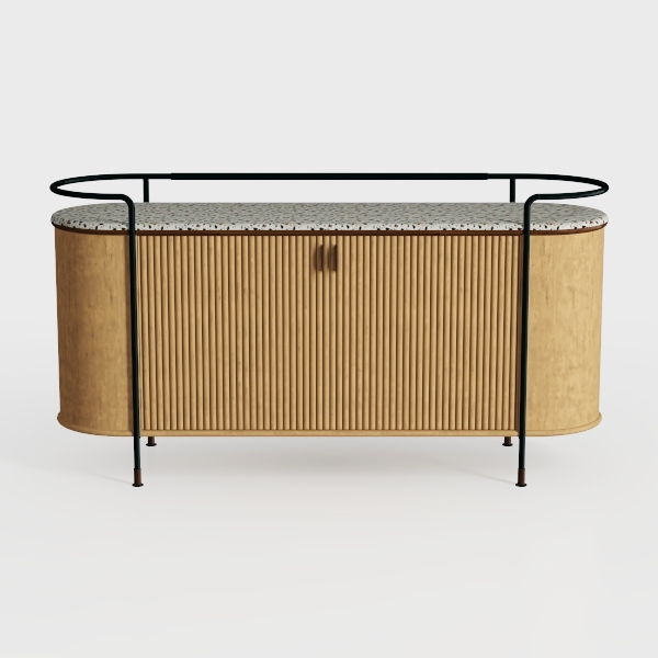 Buffet Cabinet with Storage, 47&quot; Fluted Cabinet